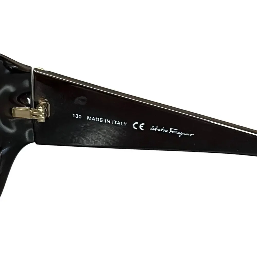 Salvatore Ferragamo brown oversized oval sunglasses tortoise shell frame Y2K